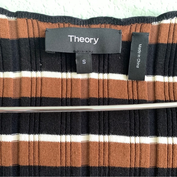 THEORY stripe blouse size small cotton blend top shirt scoop neck - Picture 4 of 9